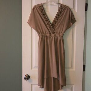 Angie brand, light brown hi-low dress. No known defects.
